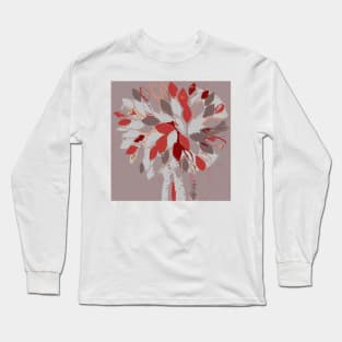 Tree, gray red fiber art textile photography mixed media digital Long Sleeve T-Shirt